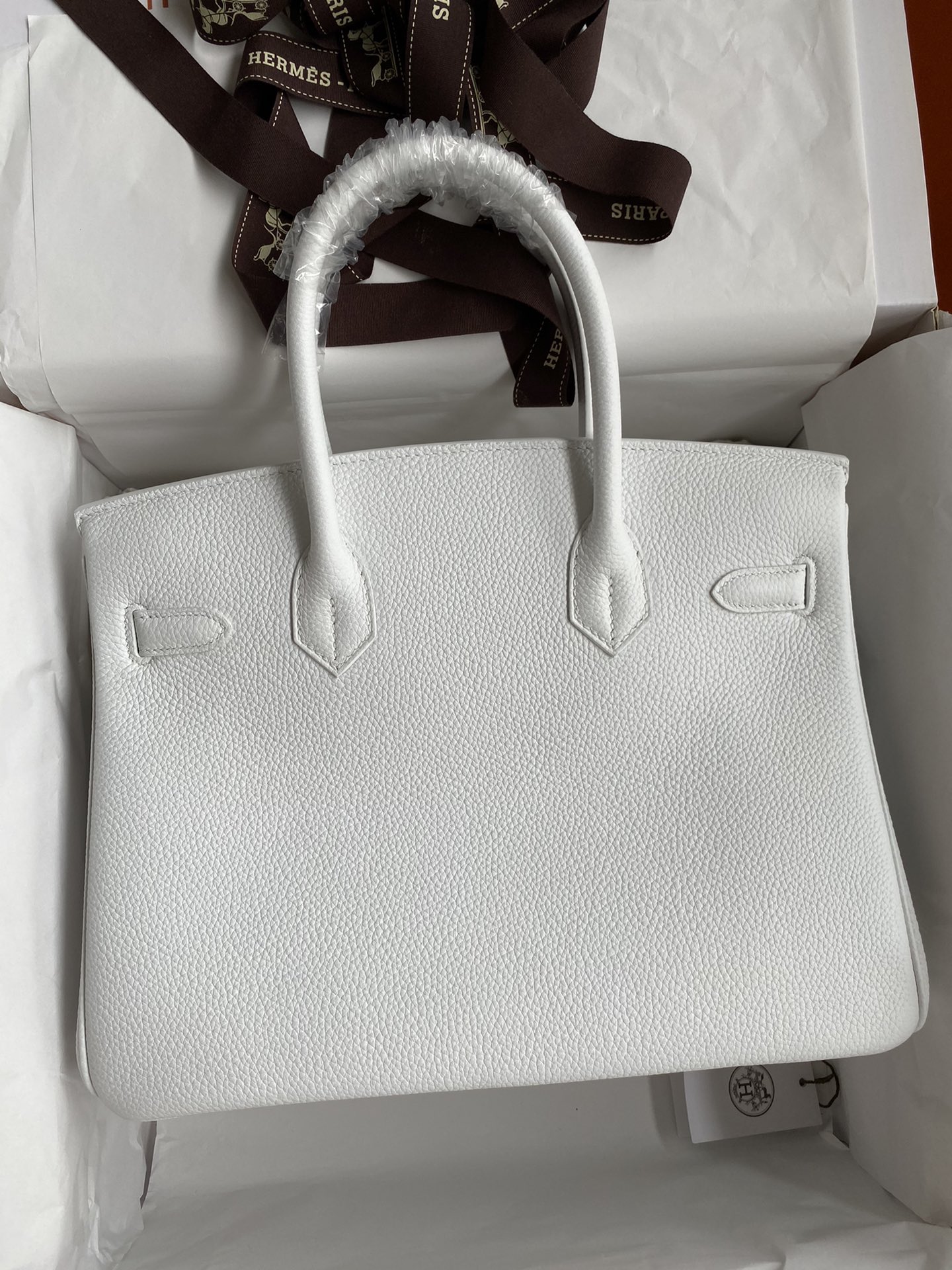 Hermes Birkin 30CM Togo Leather Handbag White